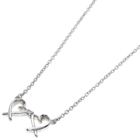 Tiffany Double Loving Heart Diamond Necklace Silver - Picture 6 of 6
